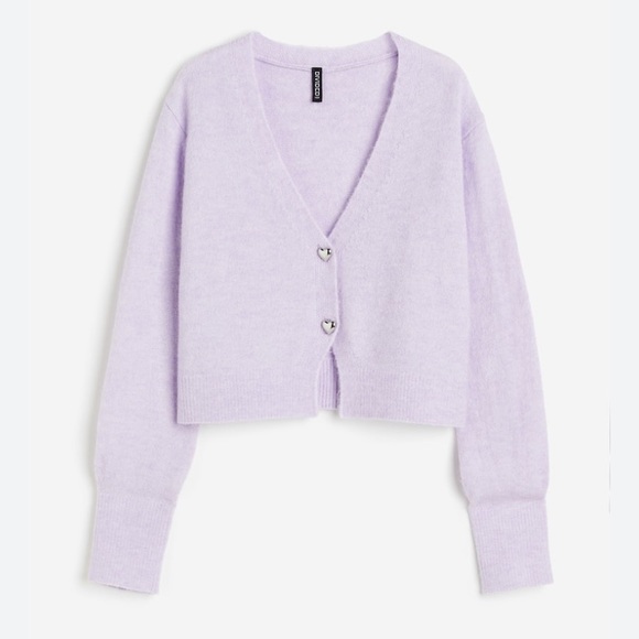 H&M Sweaters - H&M Lilac Slilver Heart Button Cardigan